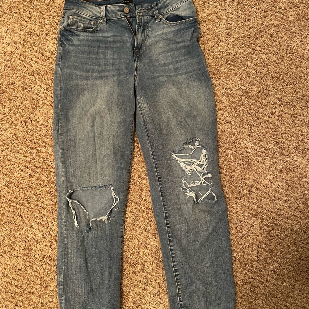 sincerely Jules 7/28 Straight Leg Blue Jeans Ripped